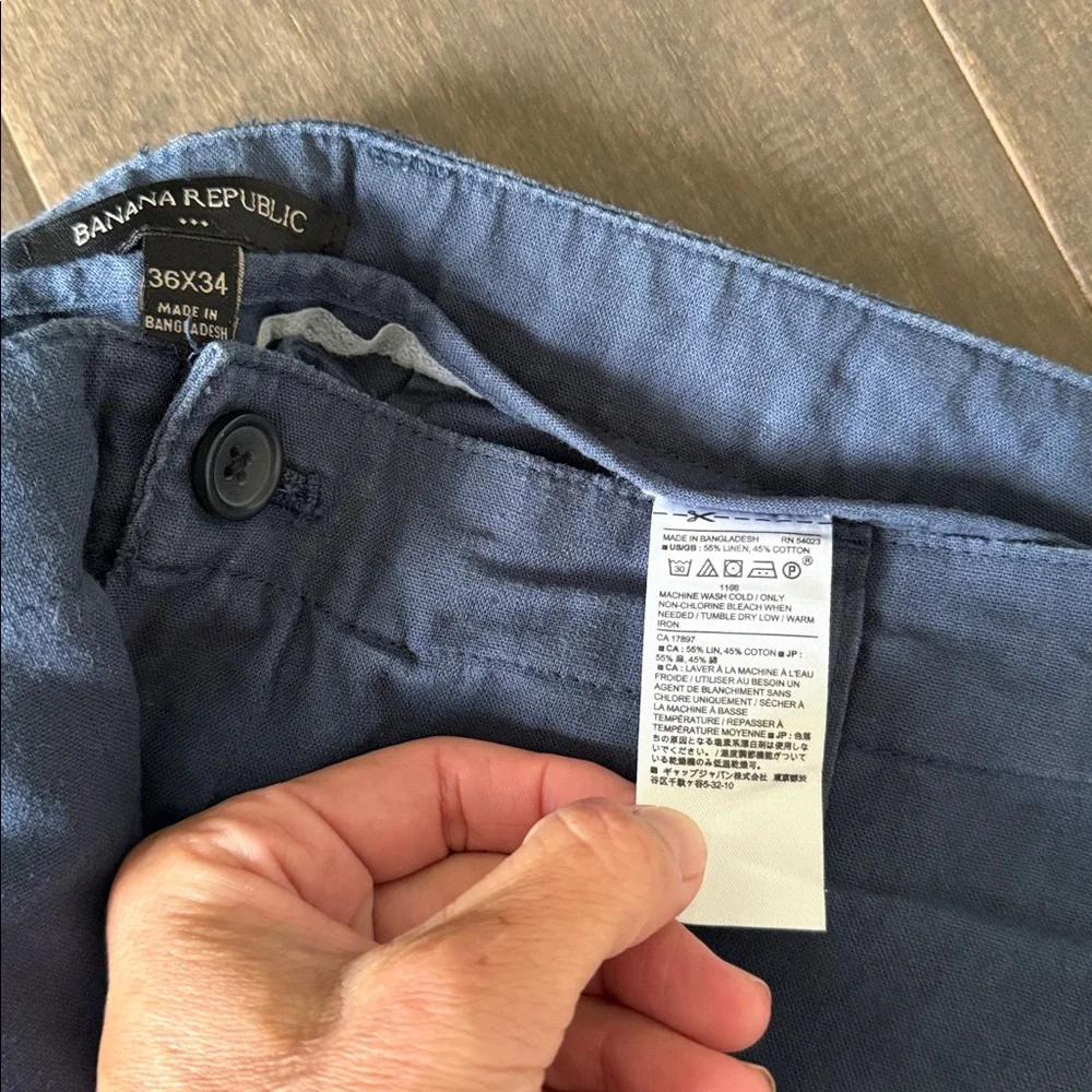 EUC Banana Republic Linen-Cotton Navy Casual Chino Pants